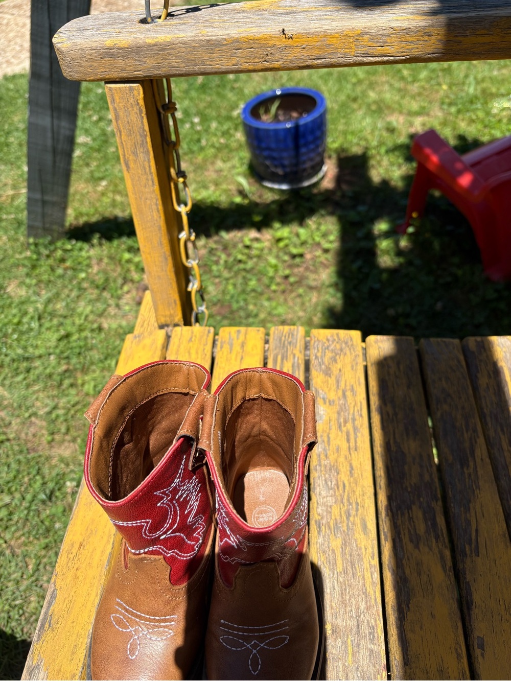 wonder nation Brown and Red Toddler Cowboy Boots - Picture 4 of 6